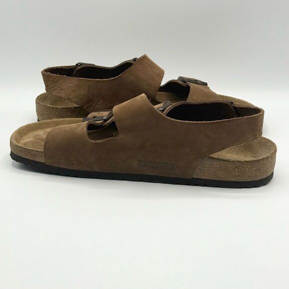 Birkenstock Milano Brown Leather Double Strap Heel Strap Adjustable Sandals - Me - Picture 8 of 12